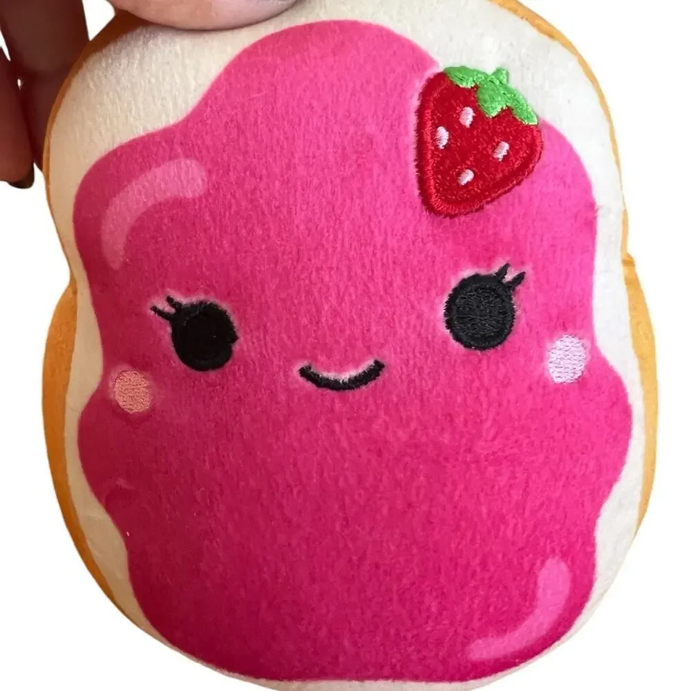 Squishmellows Food Iman brown toast with red jam plush 5” toy